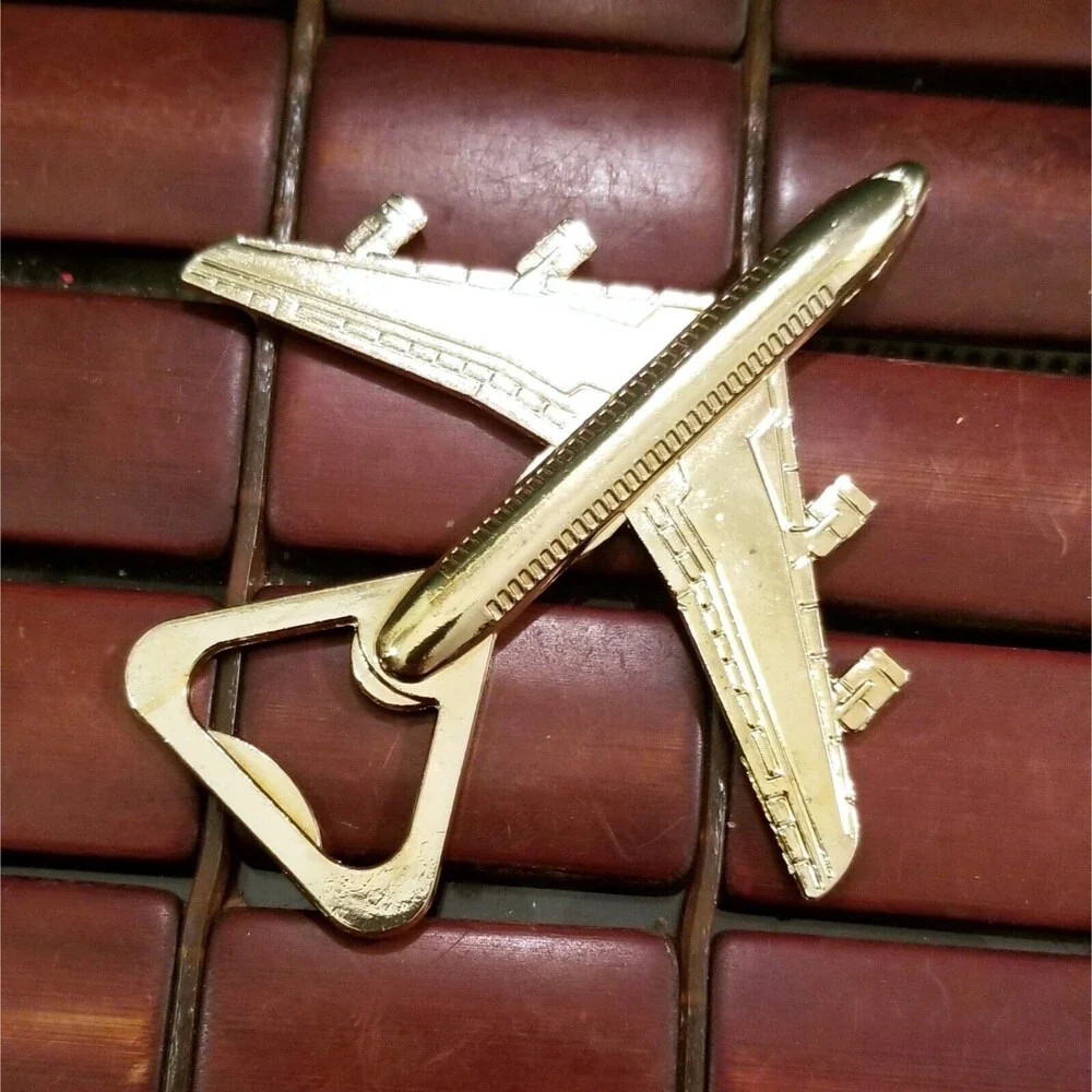 Our Adventure Begins Jet Airplane Bottle Opener Gold-tone New In Box 4
